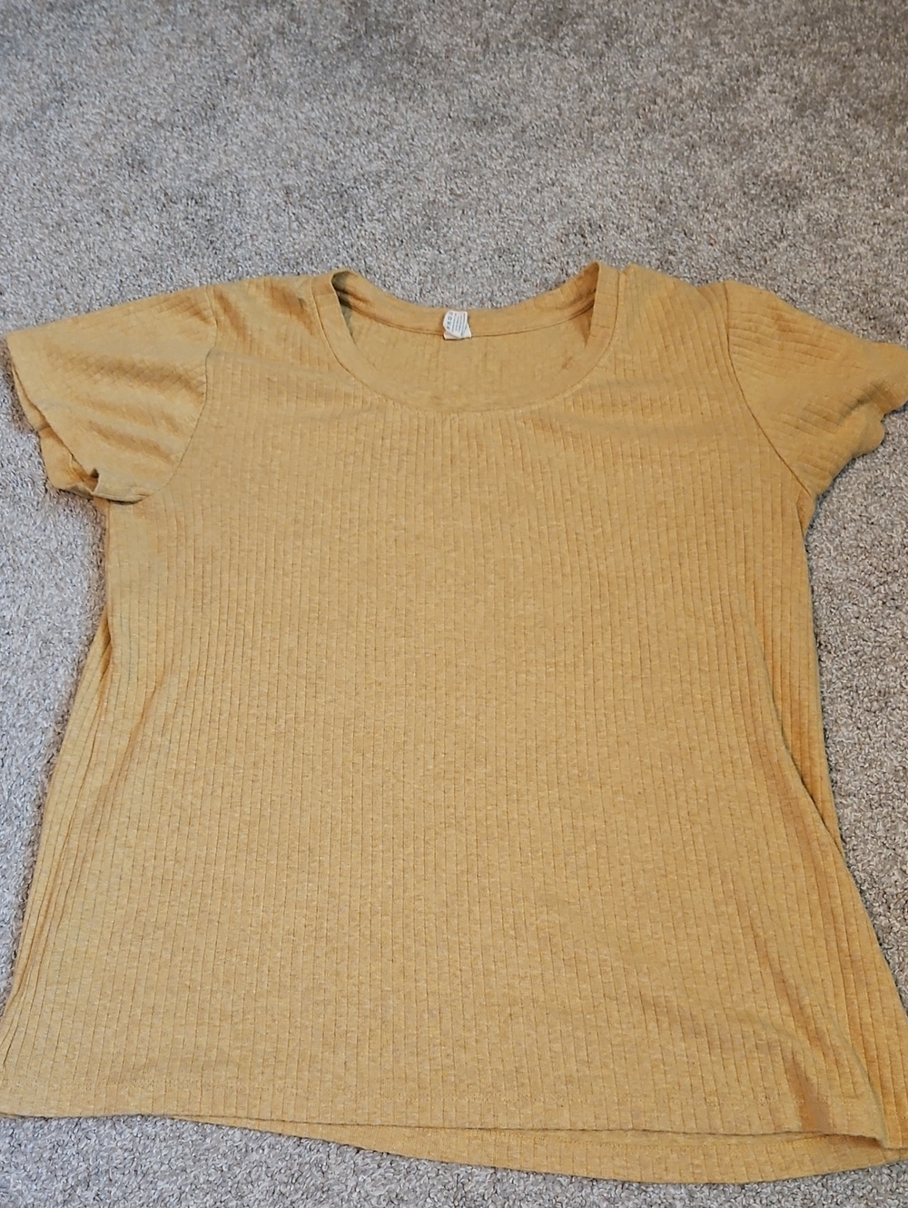 Kate Quinn Women's Large Organic Cotton Ribbed Yellow T-Shirt Top